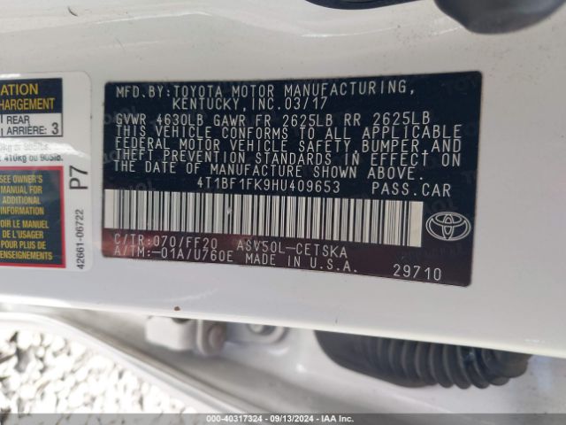 Photo 8 VIN: 4T1BF1FK9HU409653 - TOYOTA CAMRY 