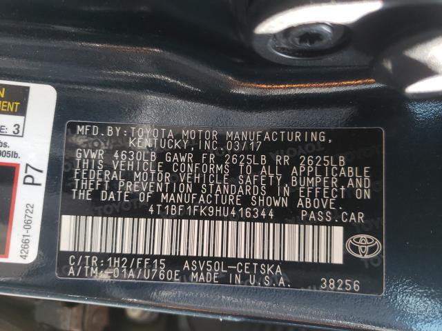 Photo 9 VIN: 4T1BF1FK9HU416344 - TOYOTA CAMRY 