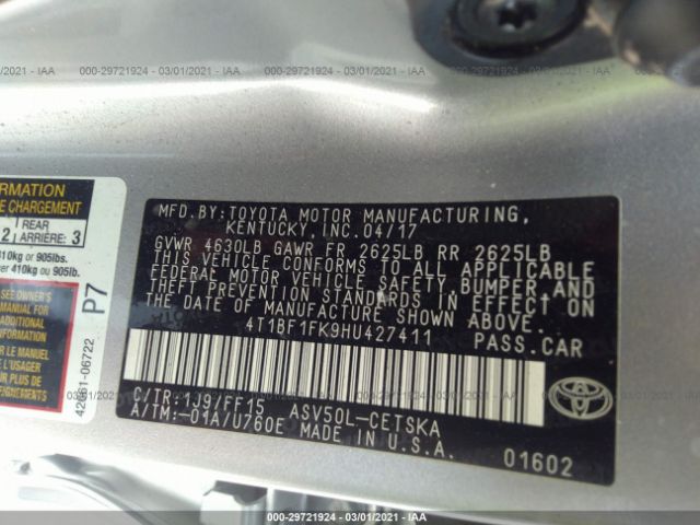 Photo 8 VIN: 4T1BF1FK9HU427411 - TOYOTA CAMRY 