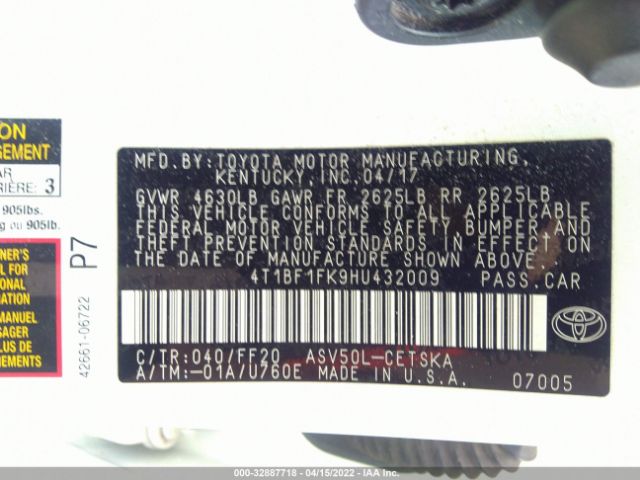 Photo 8 VIN: 4T1BF1FK9HU432009 - TOYOTA CAMRY 