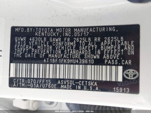 Photo 8 VIN: 4T1BF1FK9HU439610 - TOYOTA CAMRY 