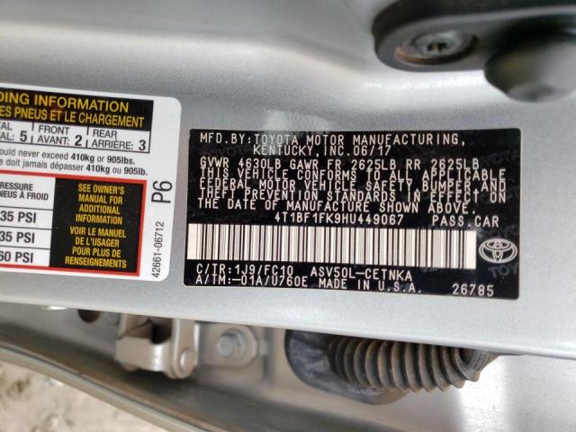 Photo 11 VIN: 4T1BF1FK9HU449067 - TOYOTA CAMRY LE 