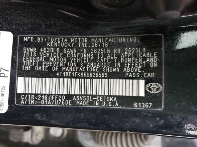 Photo 9 VIN: 4T1BF1FK9HU626569 - TOYOTA CAMRY LE 