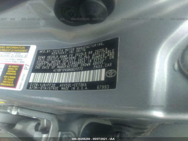 Photo 8 VIN: 4T1BF1FK9HU631772 - TOYOTA CAMRY 