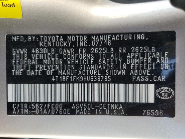 Photo 9 VIN: 4T1BF1FK9HU638785 - TOYOTA CAMRY LE 