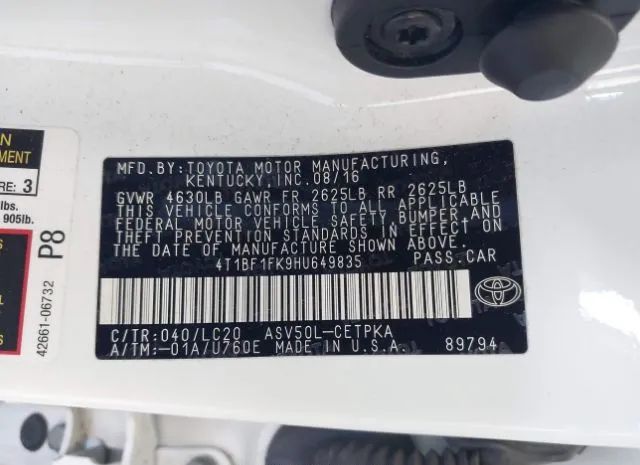 Photo 8 VIN: 4T1BF1FK9HU649835 - TOYOTA CAMRY 