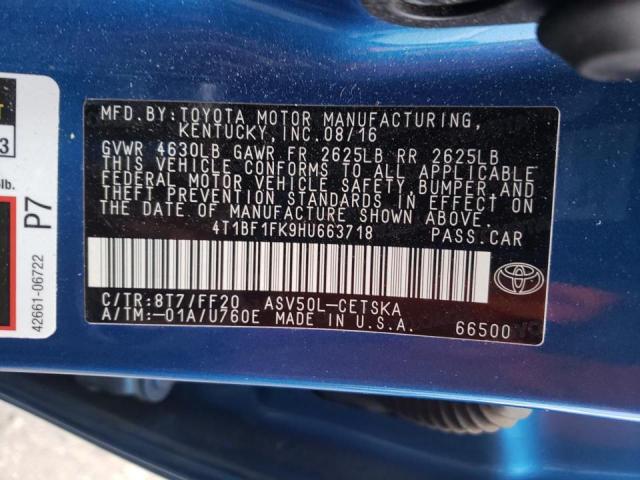 Photo 9 VIN: 4T1BF1FK9HU663718 - TOYOTA CAMRY LE 