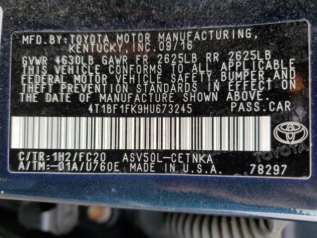 Photo 9 VIN: 4T1BF1FK9HU673245 - TOYOTA CAMRY LE 