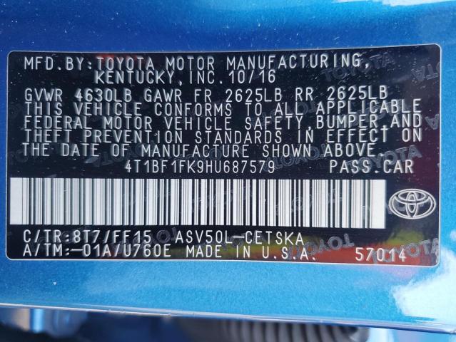 Photo 11 VIN: 4T1BF1FK9HU687579 - TOYOTA CAMRY LE 