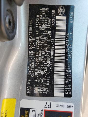 Photo 11 VIN: 4T1BF1FK9HU695715 - TOYOTA CAMRY LE 