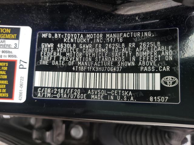 Photo 9 VIN: 4T1BF1FK9HU706437 - TOYOTA CAMRY LE 