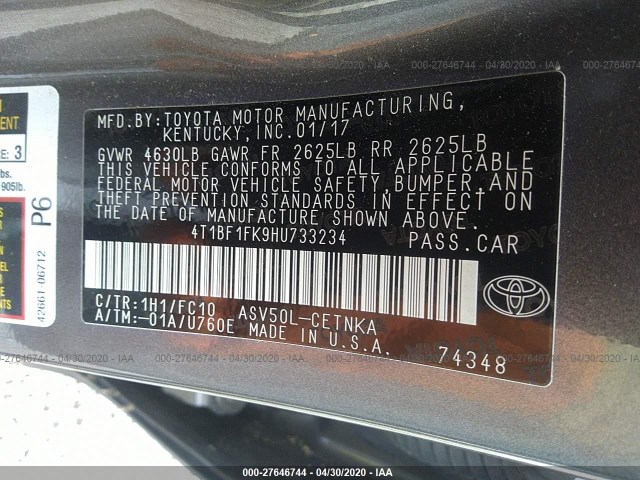 Photo 8 VIN: 4T1BF1FK9HU733234 - TOYOTA CAMRY 