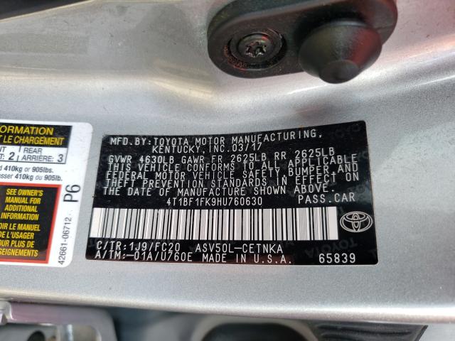 Photo 9 VIN: 4T1BF1FK9HU760630 - TOYOTA CAMRY LE 