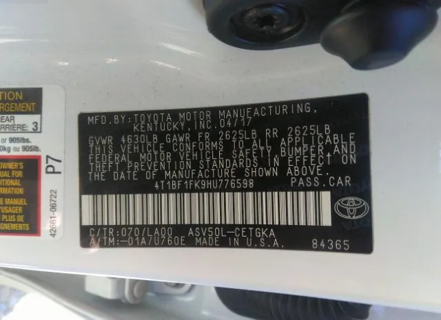 Photo 8 VIN: 4T1BF1FK9HU776598 - TOYOTA CAMRY 