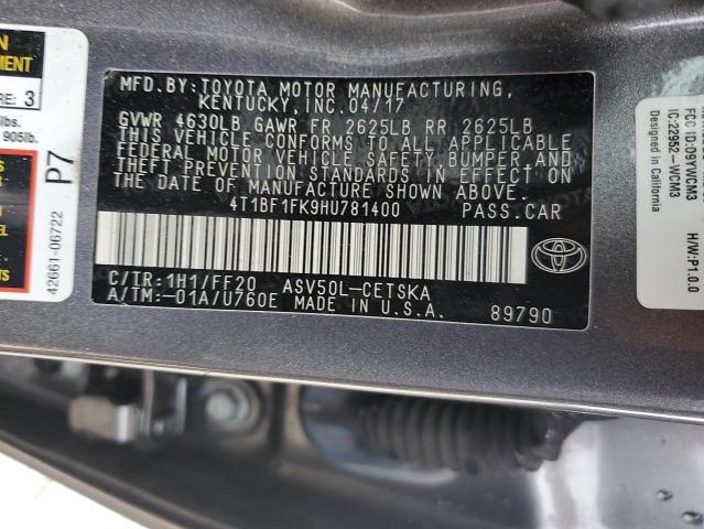 Photo 11 VIN: 4T1BF1FK9HU781400 - TOYOTA CAMRY LE 