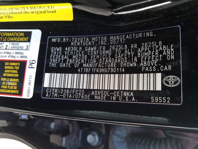 Photo 9 VIN: 4T1BF1FK9HU790114 - TOYOTA CAMRY LE 