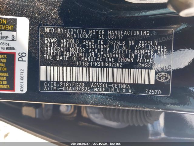 Photo 8 VIN: 4T1BF1FK9HU802262 - TOYOTA CAMRY 