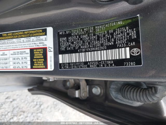 Photo 8 VIN: 4T1BF1FK9HU802925 - TOYOTA CAMRY 