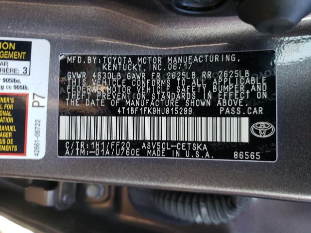 Photo 9 VIN: 4T1BF1FK9HU815299 - TOYOTA CAMRY LE 