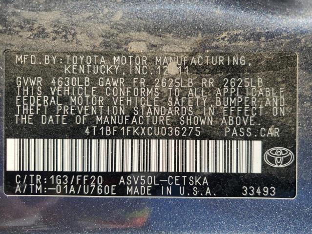 Photo 12 VIN: 4T1BF1FKXCU036275 - TOYOTA CAMRY BASE 