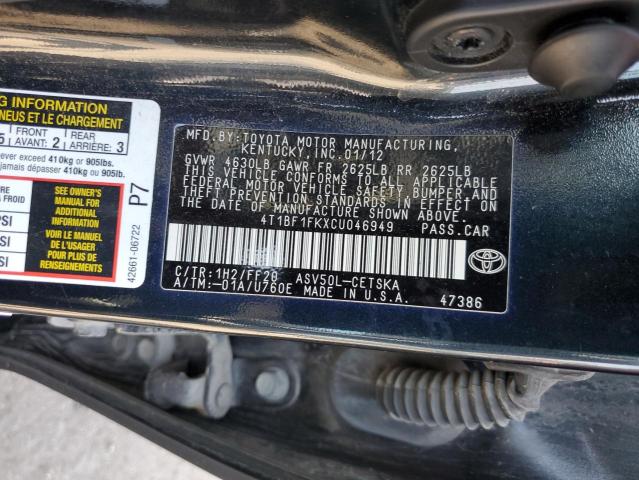 Photo 11 VIN: 4T1BF1FKXCU046949 - TOYOTA CAMRY BASE 