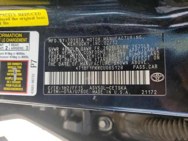 Photo 11 VIN: 4T1BF1FKXCU065128 - TOYOTA CAMRY BASE 