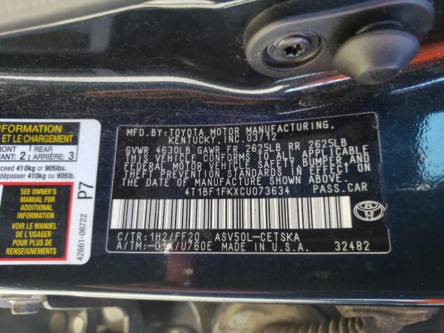 Photo 9 VIN: 4T1BF1FKXCU073634 - TOYOTA CAMRY BASE 