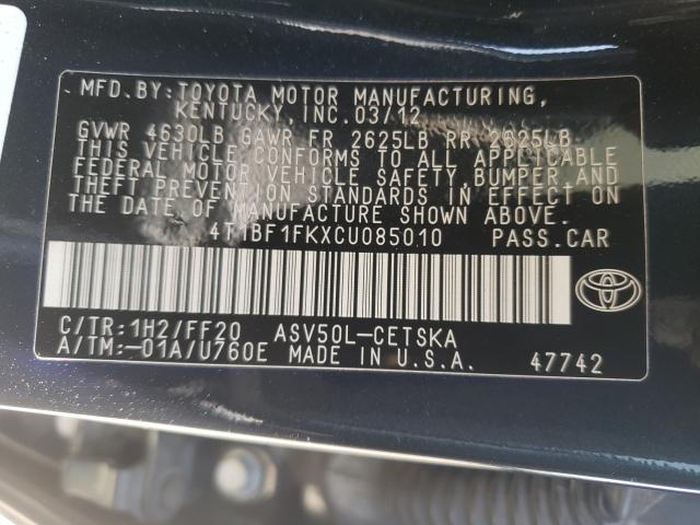 Photo 9 VIN: 4T1BF1FKXCU085010 - TOYOTA CAMRY BASE 