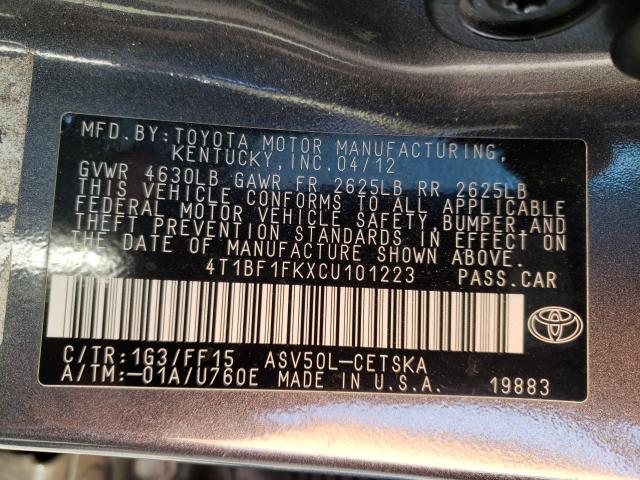 Photo 9 VIN: 4T1BF1FKXCU101223 - TOYOTA CAMRY BASE 