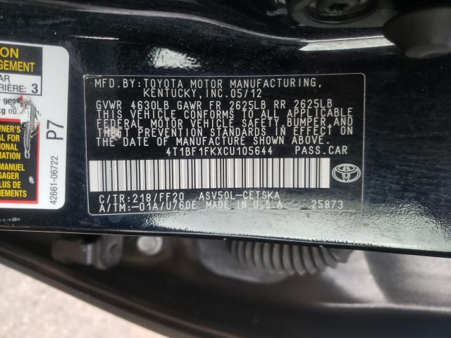 Photo 9 VIN: 4T1BF1FKXCU105644 - TOYOTA CAMRY BASE 