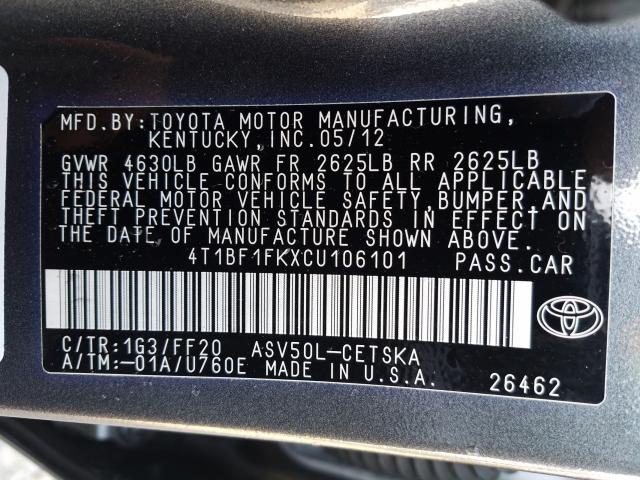 Photo 9 VIN: 4T1BF1FKXCU106101 - TOYOTA CAMRY BASE 