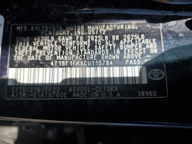 Photo 11 VIN: 4T1BF1FKXCU115784 - TOYOTA CAMRY BASE 