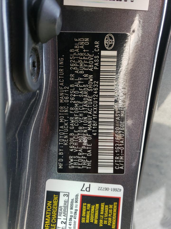 Photo 11 VIN: 4T1BF1FKXCU124632 - TOYOTA CAMRY 