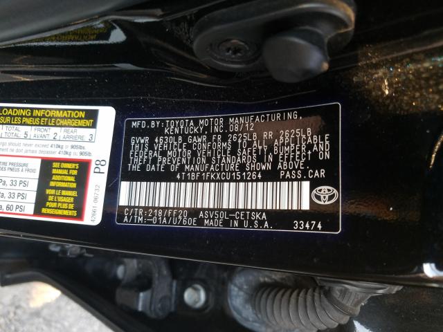 Photo 9 VIN: 4T1BF1FKXCU151264 - TOYOTA CAMRY BASE 