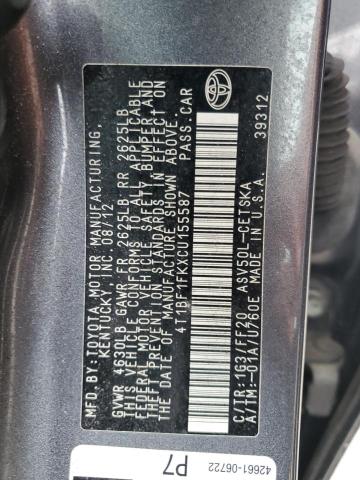 Photo 11 VIN: 4T1BF1FKXCU155587 - TOYOTA CAMRY 