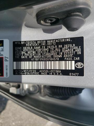 Photo 12 VIN: 4T1BF1FKXCU164578 - TOYOTA CAMRY BASE 