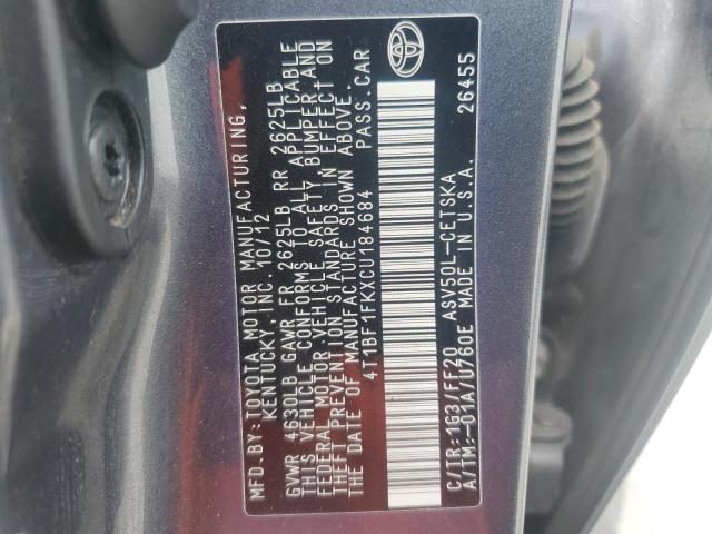 Photo 11 VIN: 4T1BF1FKXCU184684 - TOYOTA CAMRY BASE 