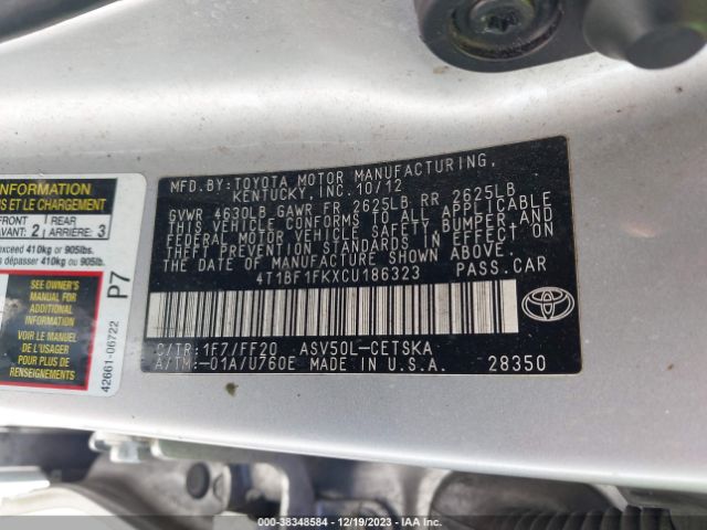 Photo 8 VIN: 4T1BF1FKXCU186323 - TOYOTA CAMRY 