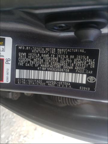 Photo 9 VIN: 4T1BF1FKXCU506708 - TOYOTA CAMRY 