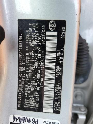 Photo 11 VIN: 4T1BF1FKXCU520110 - TOYOTA CAMRY BASE 