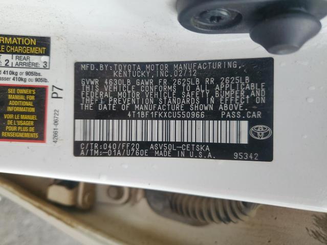 Photo 12 VIN: 4T1BF1FKXCU550966 - TOYOTA CAMRY 