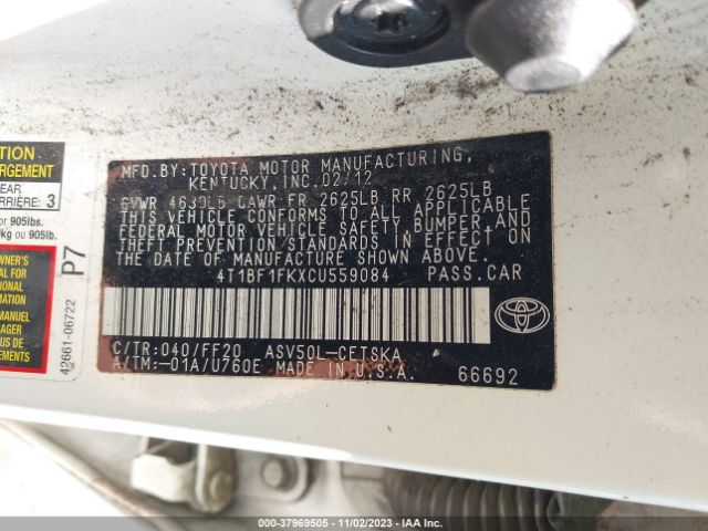 Photo 8 VIN: 4T1BF1FKXCU559084 - TOYOTA CAMRY 