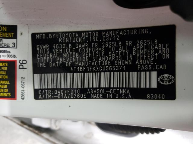 Photo 9 VIN: 4T1BF1FKXCU565371 - TOYOTA CAMRY BASE 