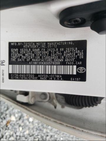 Photo 9 VIN: 4T1BF1FKXCU579268 - TOYOTA CAMRY LE A 