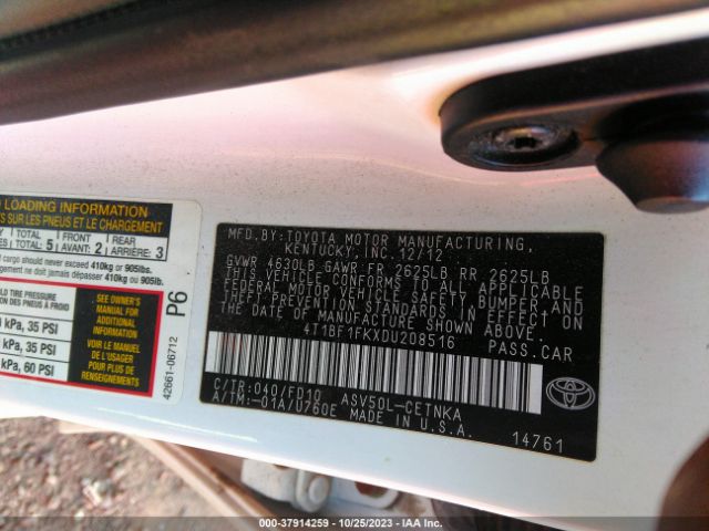 Photo 8 VIN: 4T1BF1FKXDU208516 - TOYOTA CAMRY 