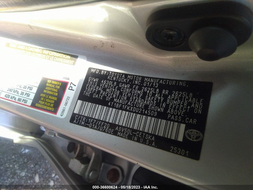 Photo 8 VIN: 4T1BF1FKXDU214509 - TOYOTA CAMRY 