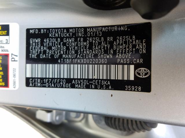 Photo 9 VIN: 4T1BF1FKXDU220360 - TOYOTA CAMRY L 