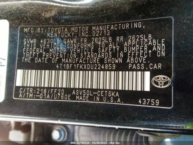 Photo 8 VIN: 4T1BF1FKXDU224859 - TOYOTA CAMRY 