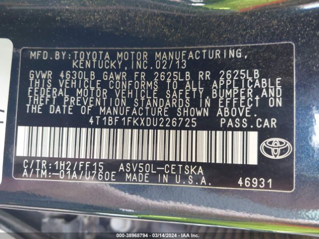 Photo 8 VIN: 4T1BF1FKXDU226725 - TOYOTA CAMRY 