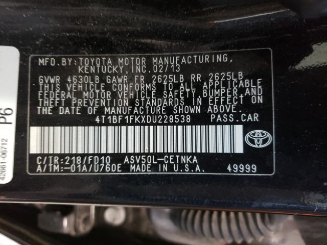 Photo 9 VIN: 4T1BF1FKXDU228538 - TOYOTA CAMRY L 